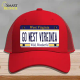 Go West Virginia Novelty License Plate Hat Mesh / Red