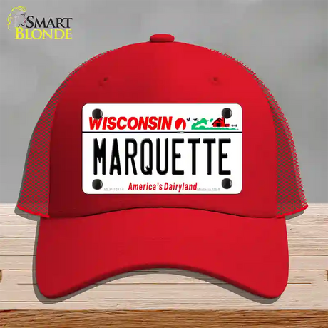 Marquette Novelty License Plate Hat Mesh / Red