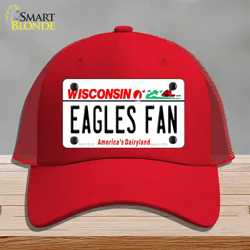 Eagles Fan Wisconsin Novelty License Plate Hat Mesh / Red