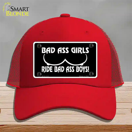 Bad Ass Girls Novelty License Plate Hat Mesh / Red