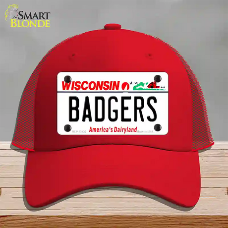 Badgers Novelty License Plate Hat Mesh / Red