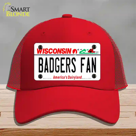 Badgers Fan Novelty License Plate Hat Mesh / Red