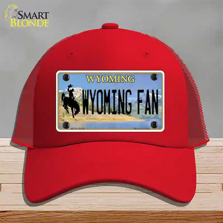 Wyoming Fan Novelty License Plate Hat Mesh / Red