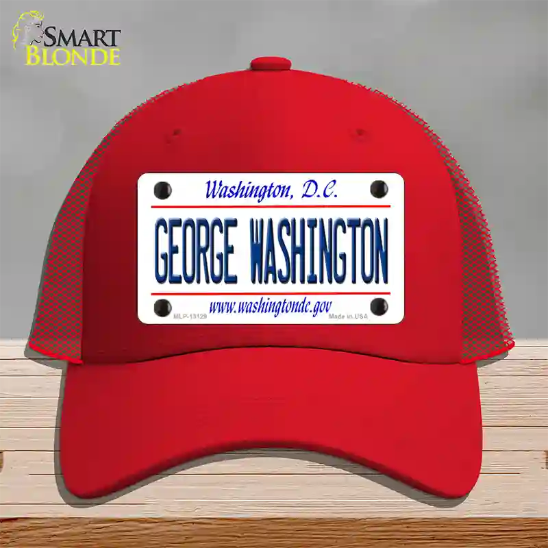 George Washington Novelty License Plate Hat Mesh / Red