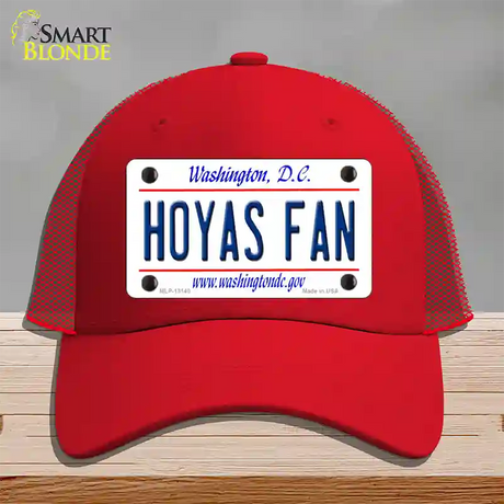 Hoyas Fan Novelty License Plate Hat Mesh / Red