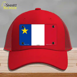 Acadian Canada Flag Novelty License Plate Hat Mesh / Red