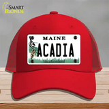 Acadia Maine Novelty License Plate Hat Mesh / Red