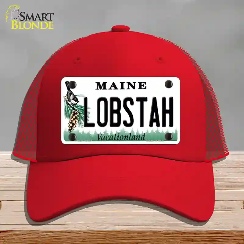 Lobstah Maine Novelty License Plate Hat Mesh / Red