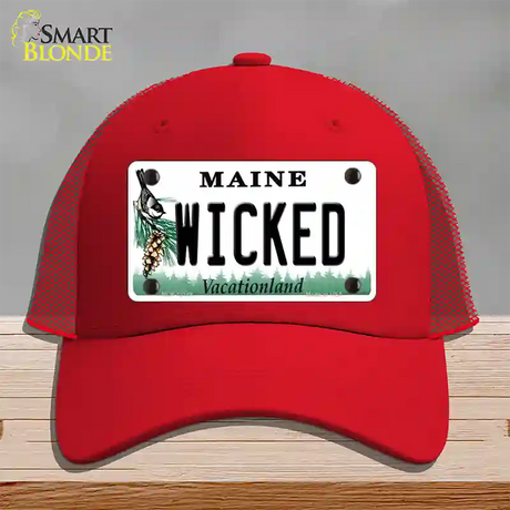 Wicked Maine Novelty License Plate Hat Mesh / Red