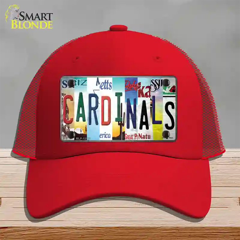 Cardinals Strip Art Novelty License Plate Hat Tag Mesh / Red