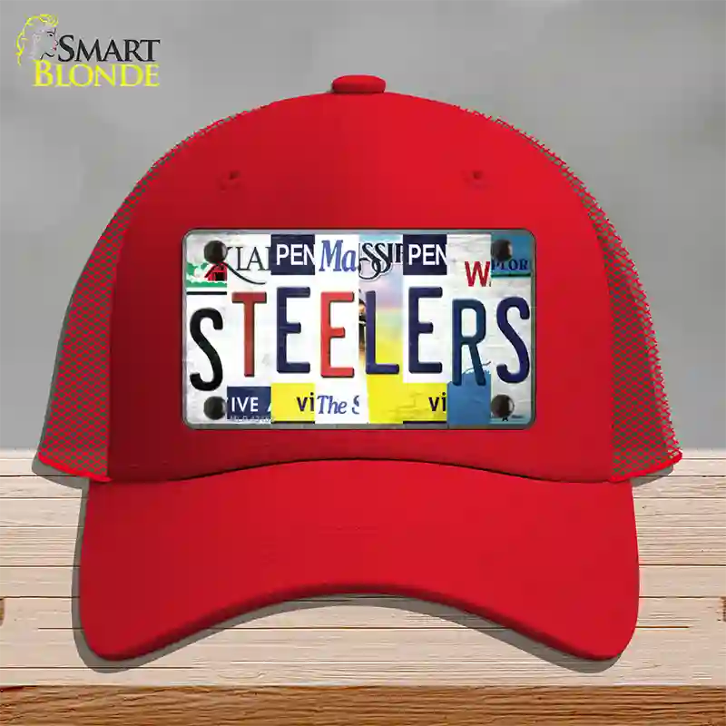 Steelers Strip Art Novelty License Plate Hat Tag Mesh / Red