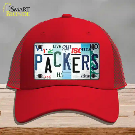 Packers Strip Art Novelty License Plate Hat Tag Mesh / Red