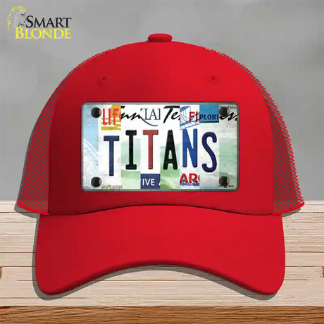 Titans Strip Art Novelty License Plate Hat Tag Mesh / Red