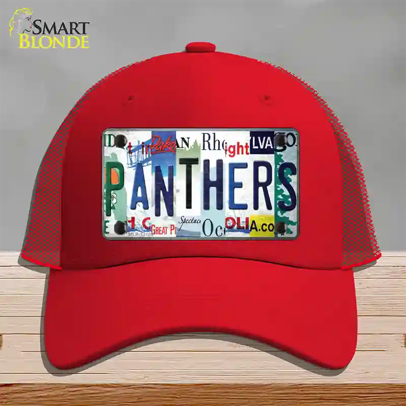 Panthers Strip Art Novelty License Plate Hat Tag Mesh / Red