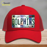 Dolphins Strip Art Novelty License Plate Hat Tag Mesh / Red