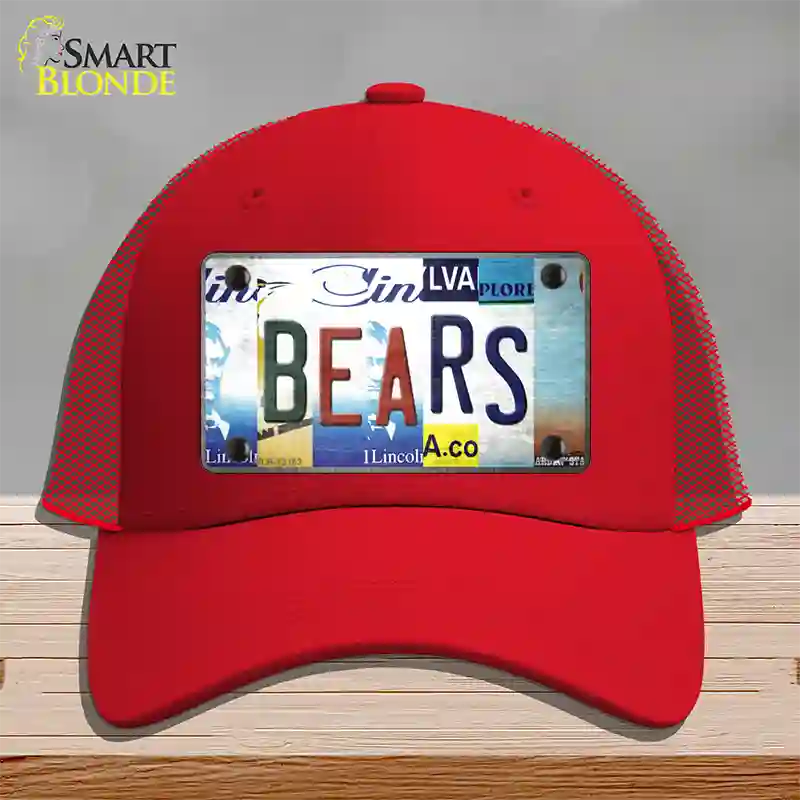 Bears Strip Art Novelty License Plate Hat Tag Mesh / Red