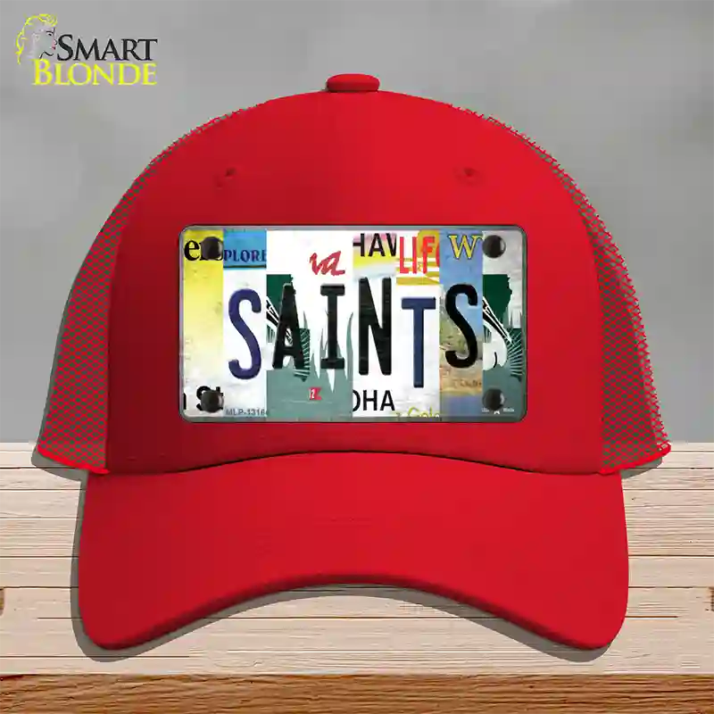 Saints Strip Art Novelty License Plate Hat Tag Mesh / Red