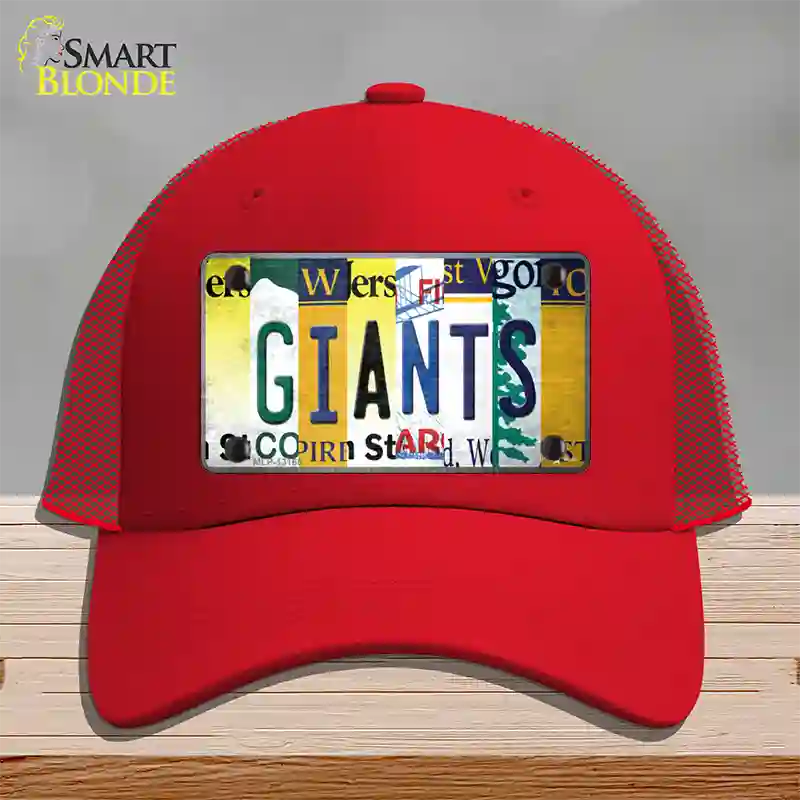 Giants Strip Art Novelty License Plate Hat Tag Mesh / Red