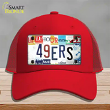 49ers Strip Art Novelty License Plate Hat Tag Mesh / Red