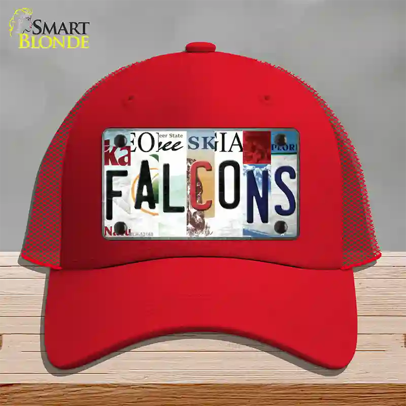 Falcons Strip Art Novelty License Plate Hat Tag Mesh / Red