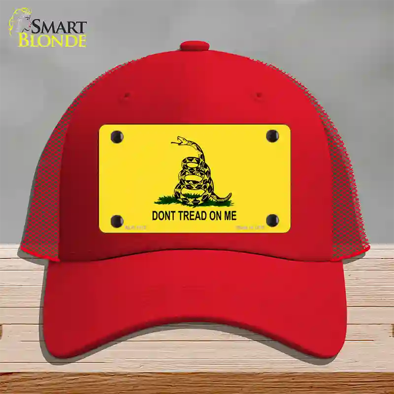 Dont Tread On Me Yellow Novelty License Plate Hat Mesh / Red