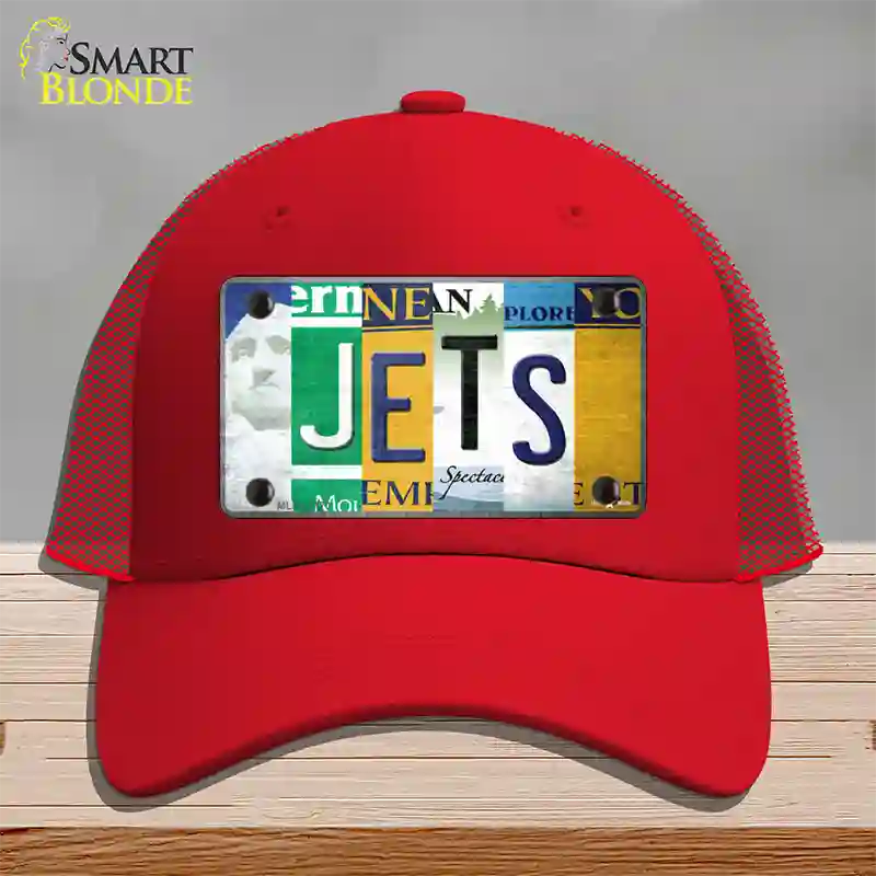 Jets Strip Art Novelty License Plate Hat Tag Mesh / Red