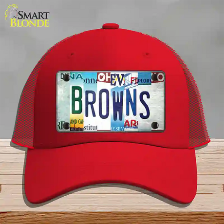 Browns Strip Art Novelty License Plate Hat Tag Mesh / Red