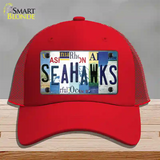 Seahawks Strip Art Novelty License Plate Hat Tag Mesh / Red