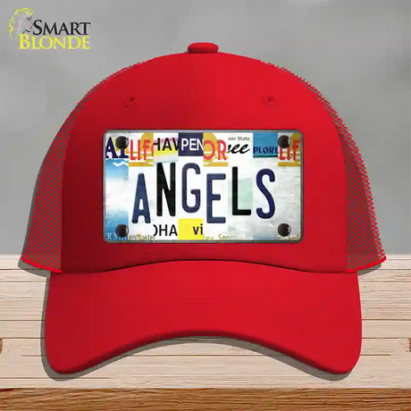 Angels Strip Art Novelty License Plate Hat Tag Mesh / Red