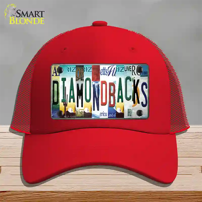 Diamondbacks Strip Art Novelty License Plate Hat Tag Mesh / Red