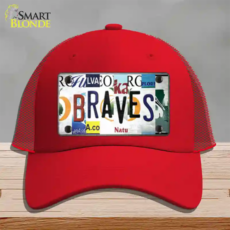 Braves Strip Art Novelty License Plate Hat Tag Mesh / Red