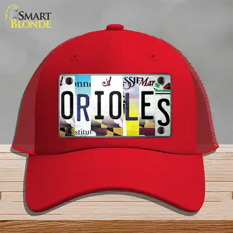 Orioles Strip Art Novelty License Plate Hat Tag Mesh / Red