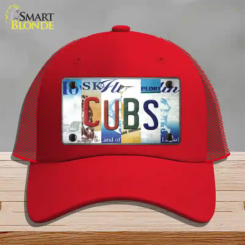 Cubs Strip Art Novelty License Plate Hat Tag Mesh / Red