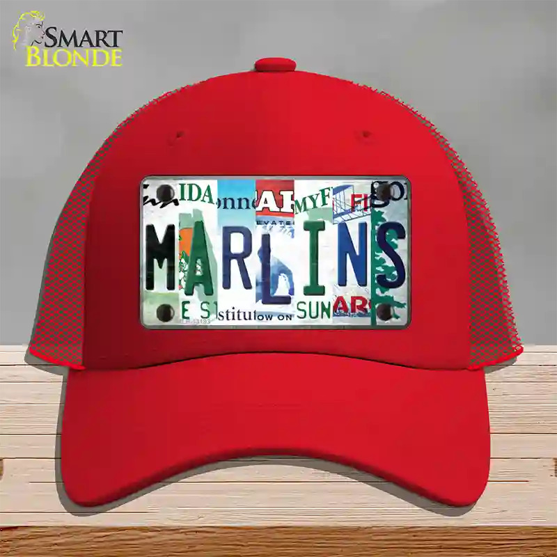 Marlins Strip Art Novelty License Plate Hat Tag Mesh / Red