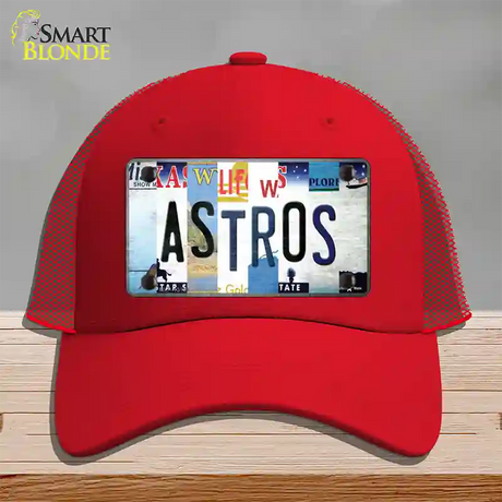 Astros Strip Art Novelty License Plate Hat Tag Mesh / Red