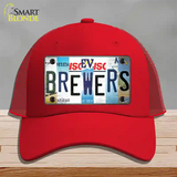 Brewers Strip Art Novelty License Plate Hat Tag Mesh / Red