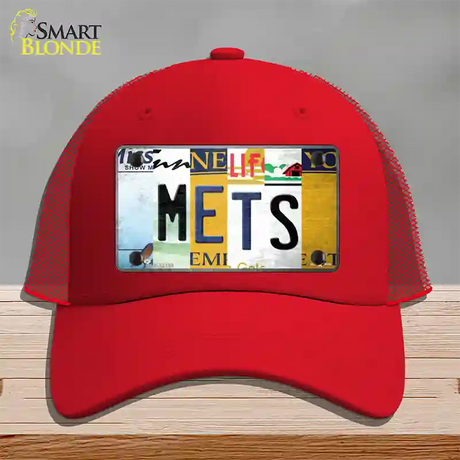 Mets Strip Art Novelty License Plate Hat Tag Mesh / Red