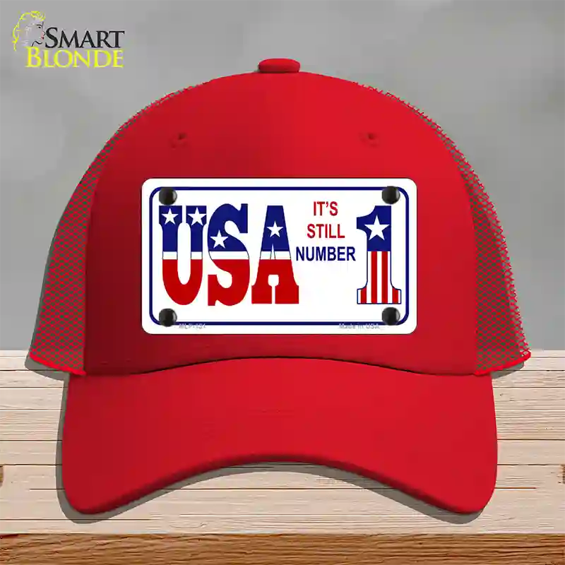 USA Still 1 Novelty License Plate Hat Mesh / Red