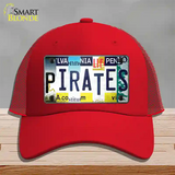 Pirates Strip Art Novelty License Plate Hat Tag Mesh / Red