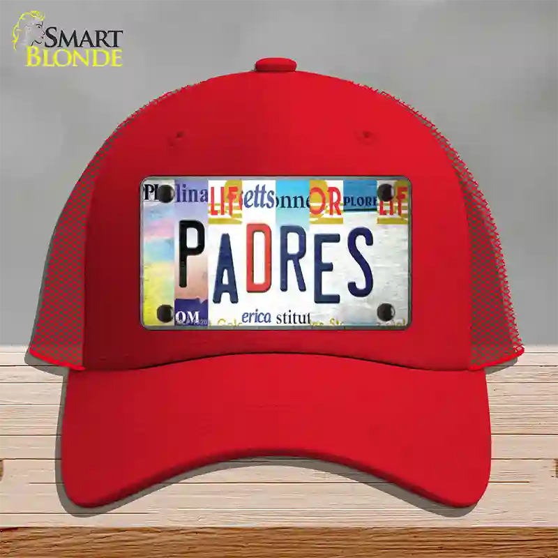 Padres Strip Art Novelty License Plate Hat Tag Mesh / Red