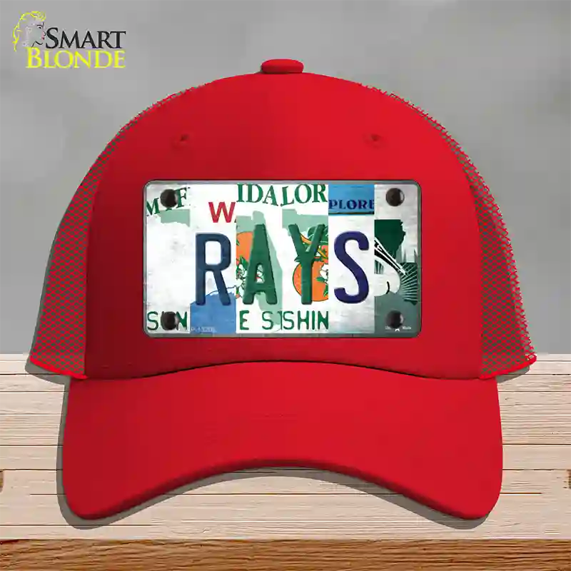 Rays Strip Art Novelty License Plate Hat Tag Mesh / Red