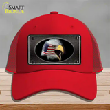 American Flag Eagle Black Novelty License Plate Hat Mesh / Red