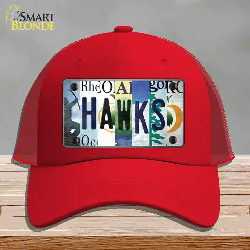 Hawks Strip Art Novelty License Plate Hat Tag Mesh / Red