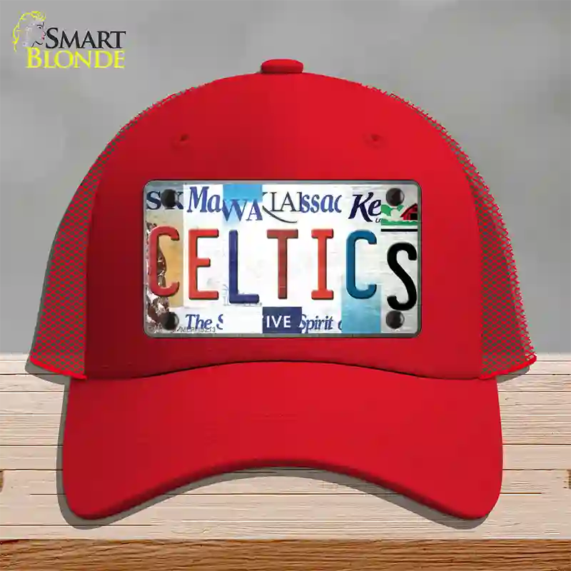 Celtics Strip Art Novelty License Plate Hat Tag Mesh / Red