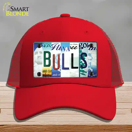 Bulls Strip Art Novelty License Plate Hat Tag Mesh / Red