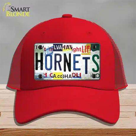 Hornets Strip Art Novelty License Plate Hat Tag Mesh / Red