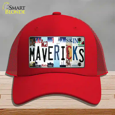 Mavericks Strip Art Novelty License Plate Hat Tag Mesh / Red