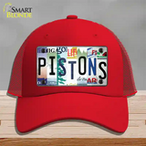 Pistons Strip Art Novelty License Plate Hat Tag Mesh / Red