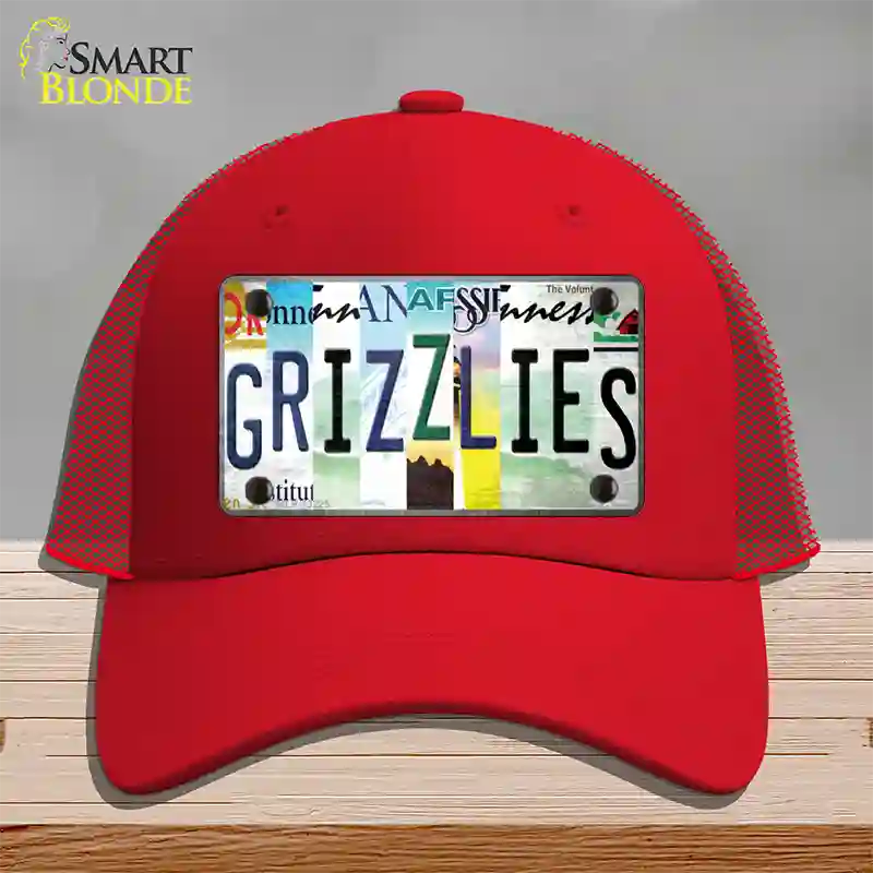 Grizzlies Strip Art Novelty License Plate Hat Tag Mesh / Red