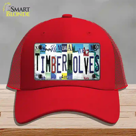 Timberwolves Strip Art Novelty License Plate Hat Tag Mesh / Red